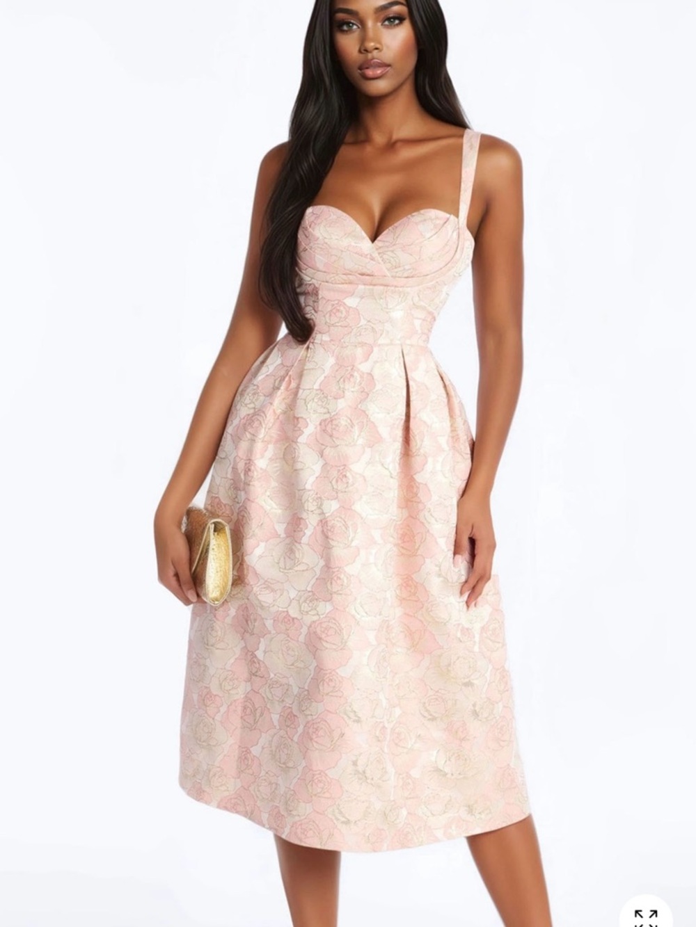 Fashion Nova Blush Pink Floral Midi Dress